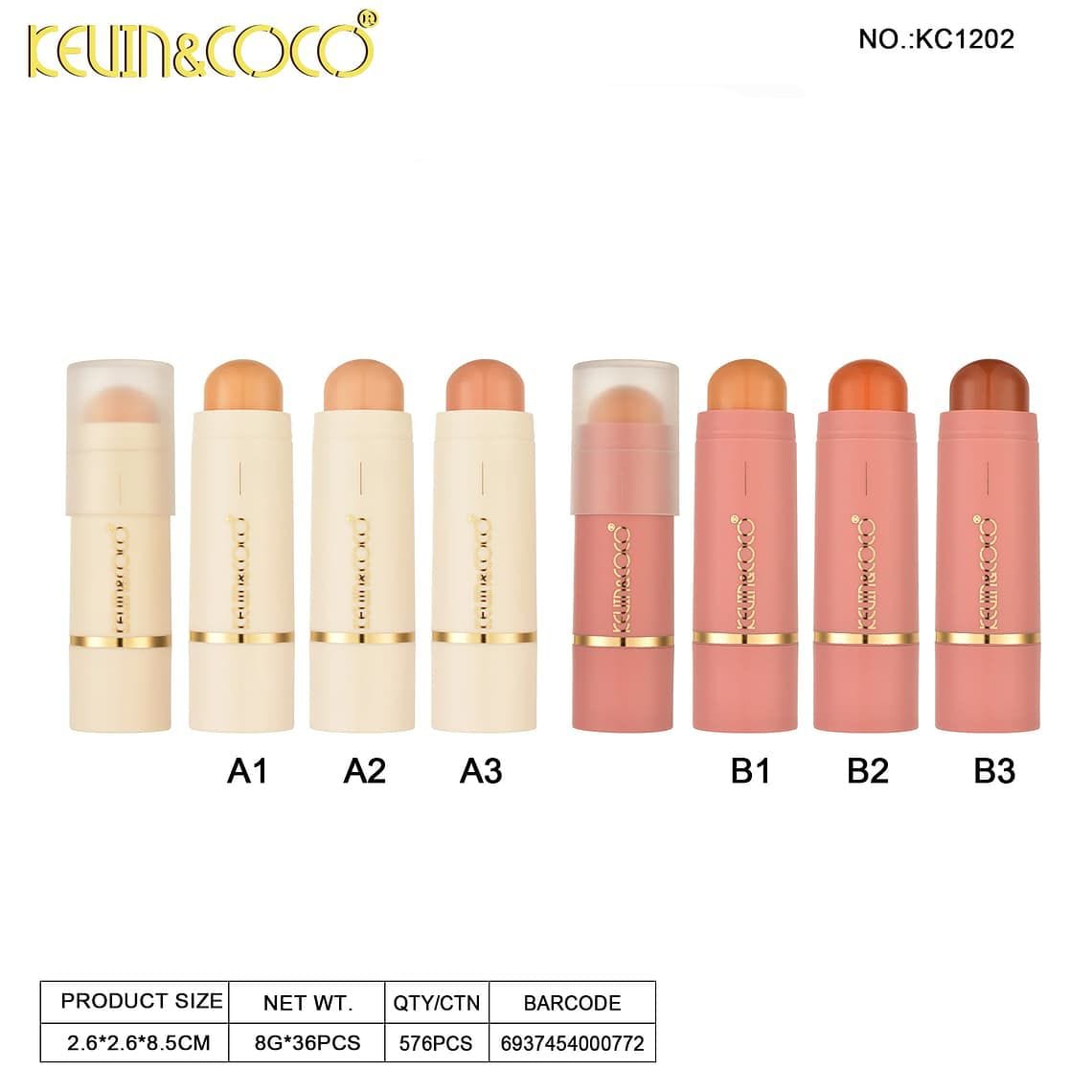 Corrector en barra Kevin & Coco en tonos A1 a B3